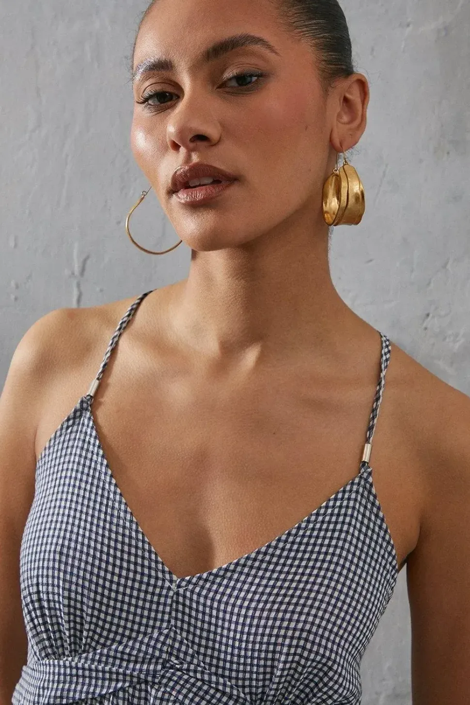 Gingham Check Strappy Maxi Sundress