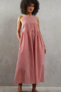 Gingham Sleeveless Maxi Dress