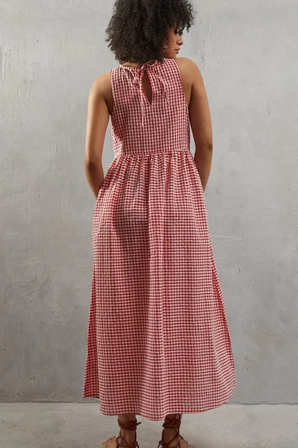 Gingham Sleeveless Maxi Dress