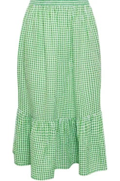 Gingham Tiered Pure Cotton Midi Skirt