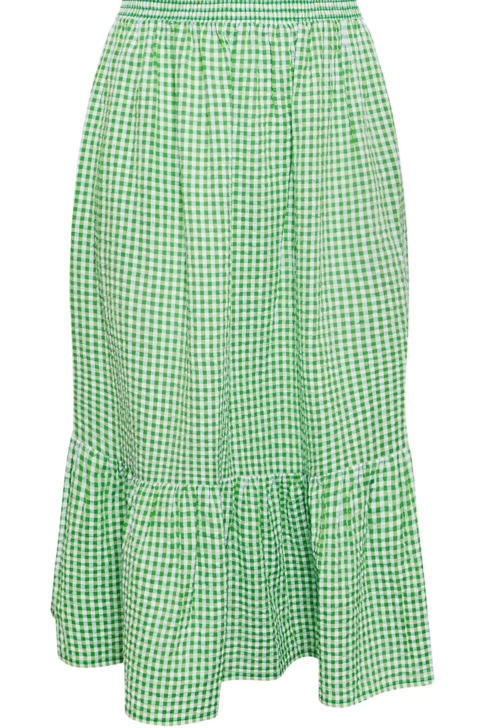 Gingham Tiered Pure Cotton Midi Skirt