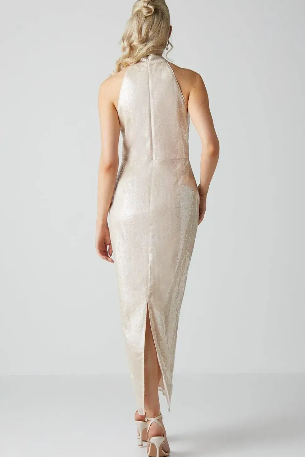 Glass Sequin Halterneck Column Dress