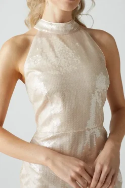 Glass Sequin Halterneck Column Dress