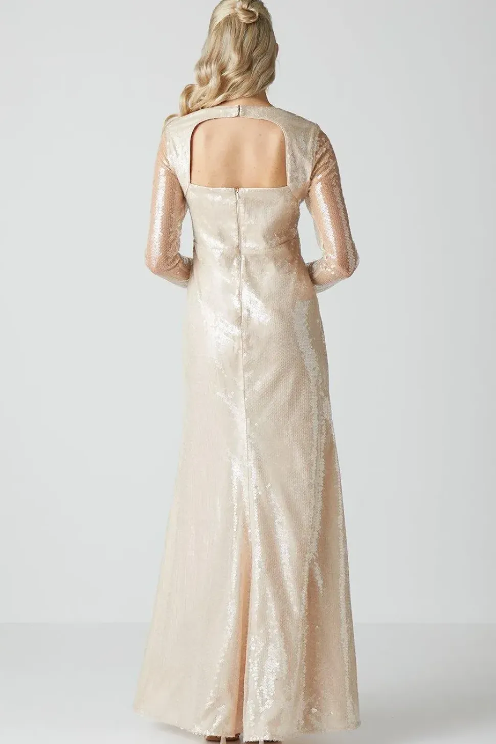 Glass Sequin Long Sleeve Wedding Dress