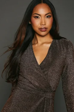 Glitter Detail Jersey Wrap Dress