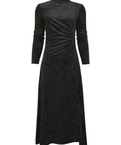 Glitter Sparkle High Neck Midi Dress