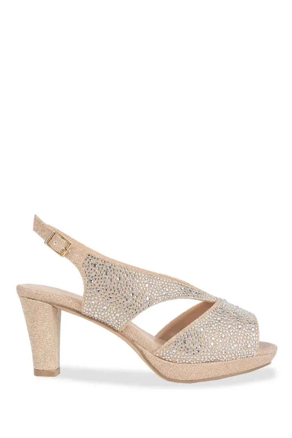 Glitter 'Noella' Wide Fit Mid Heel Platform Sandals