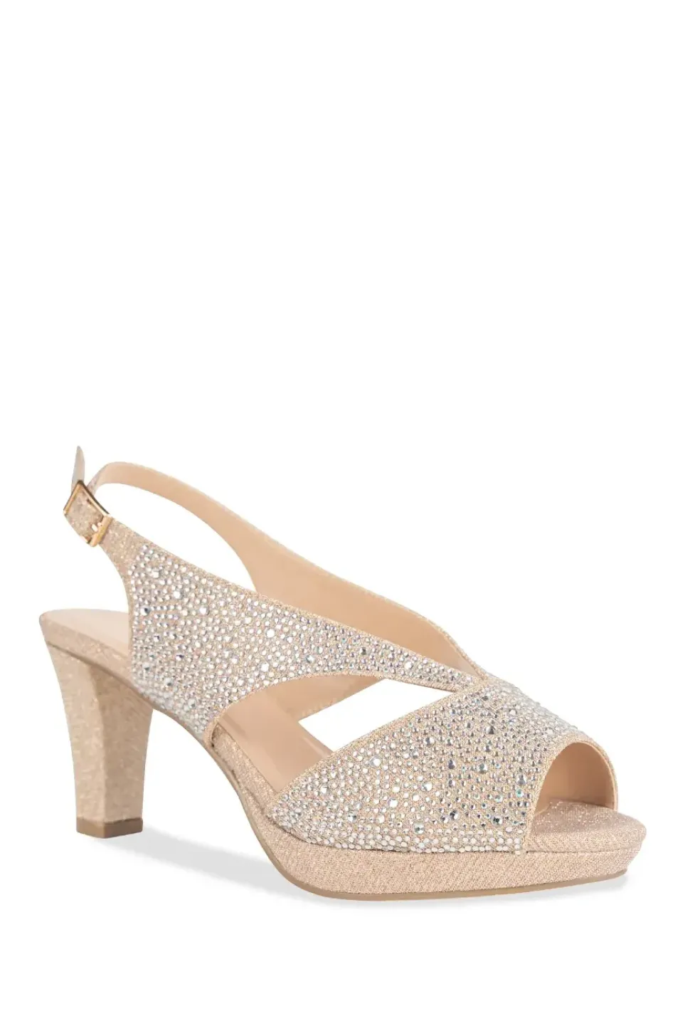 Glitter 'Noella' Wide Fit Mid Heel Platform Sandals
