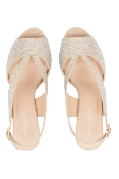 Glitter 'Noella' Wide Fit Mid Heel Platform Sandals