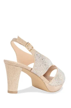 Glitter 'Noella' Wide Fit Mid Heel Platform Sandals