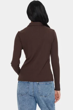 GodaSZ Spread Collar Rib Knit Cardigan-