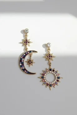 Gold Celestial Charm Mismatch Earrings