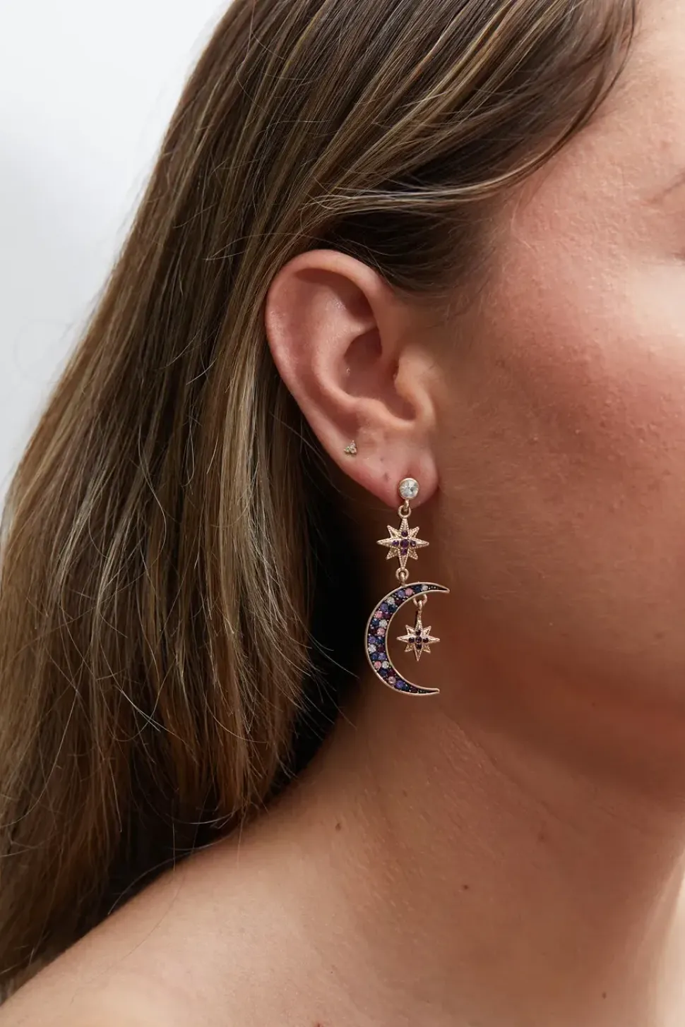 Gold Celestial Charm Mismatch Earrings