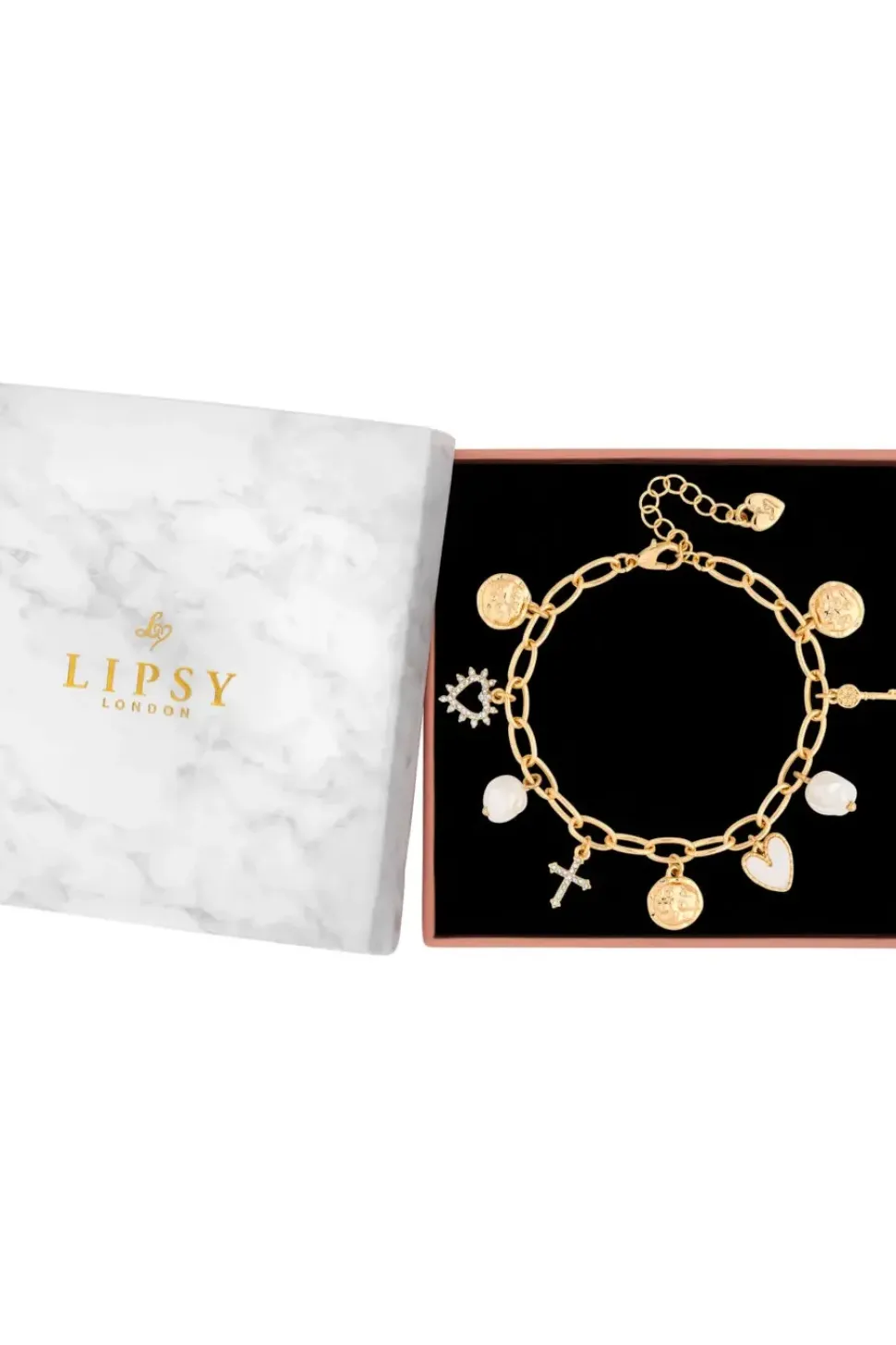 Gold Plated And Pearl Talisman Charm Bracelet - Gift Boxed