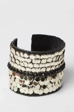 Gold Sequin Detail Cuff Braclet