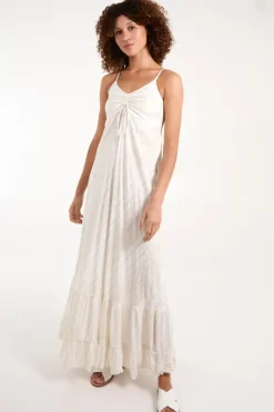 Gold Tie Front Maxi Dress