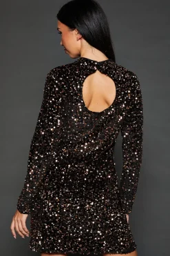 Gold Velvet Sequin Mini Dress