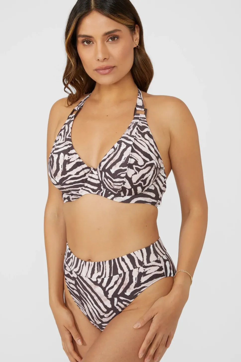 Gorgeous Animal Non Padded Plunge Underwire Bikini Top