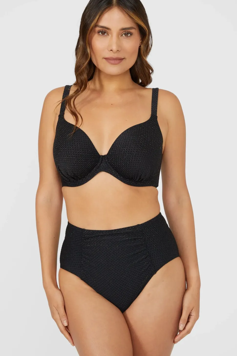 Gorgeous DD+ Gold Sparkle Balcony Padded Wire Bikini Top