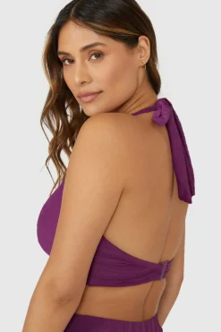 Gorgeous Textured Non Padded Plunge Underwire Bikini Top