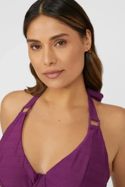 Gorgeous Textured Non Pad Plunge Tankini Top