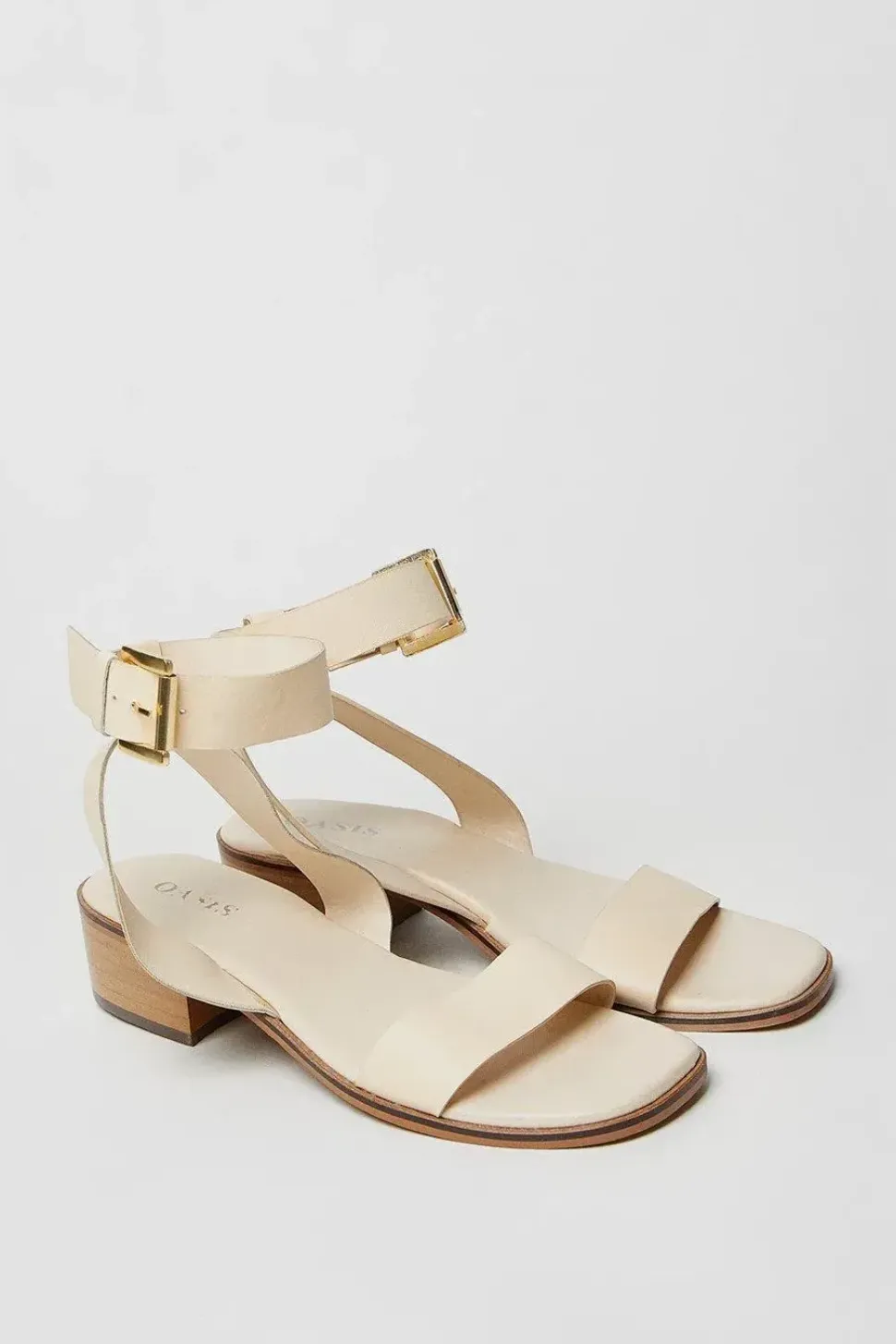 Gracie Leather Low Stacked Heeled Sandals