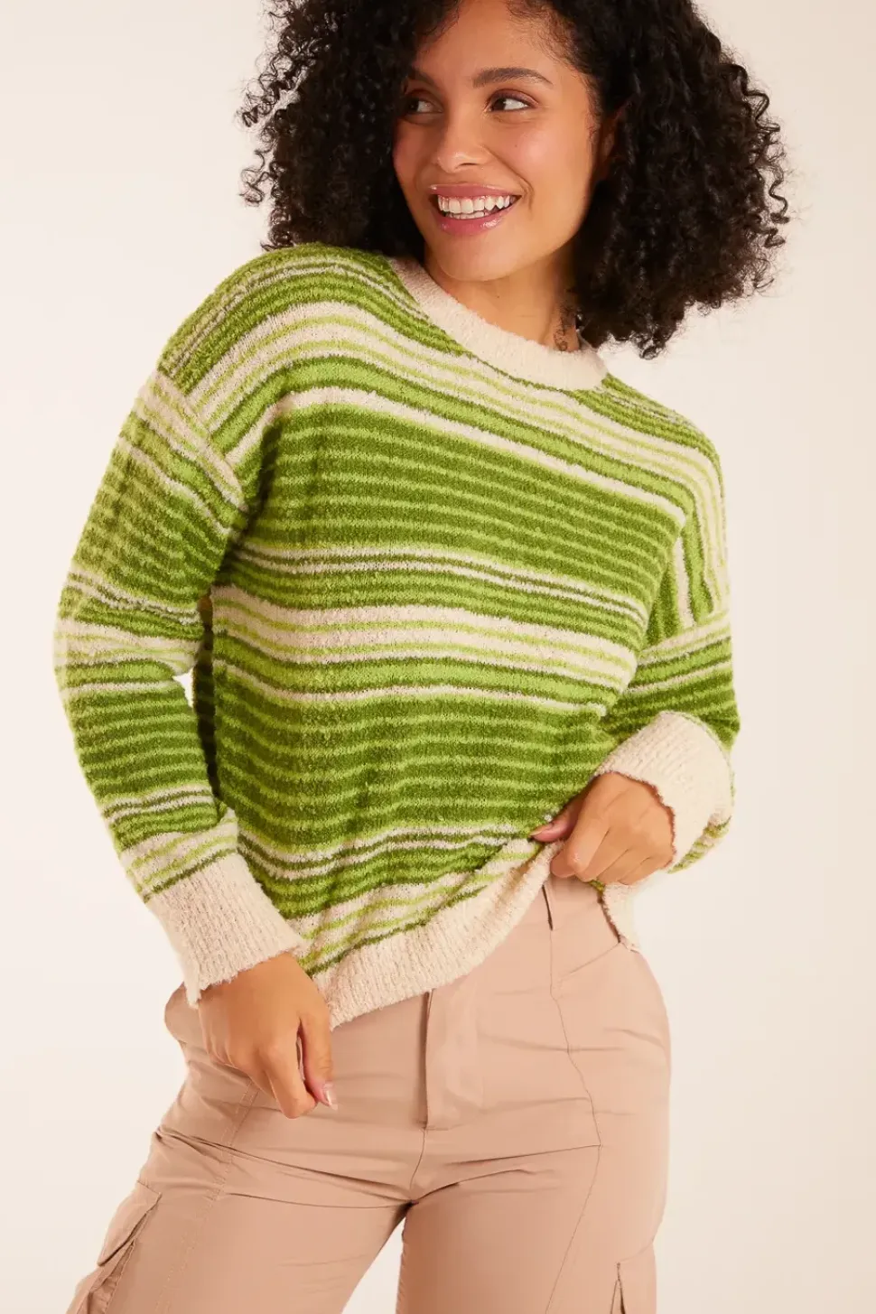 Gradient Stripe Velour Knit Jumper