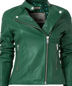 Grandad Collar Leather Biker Jacket
