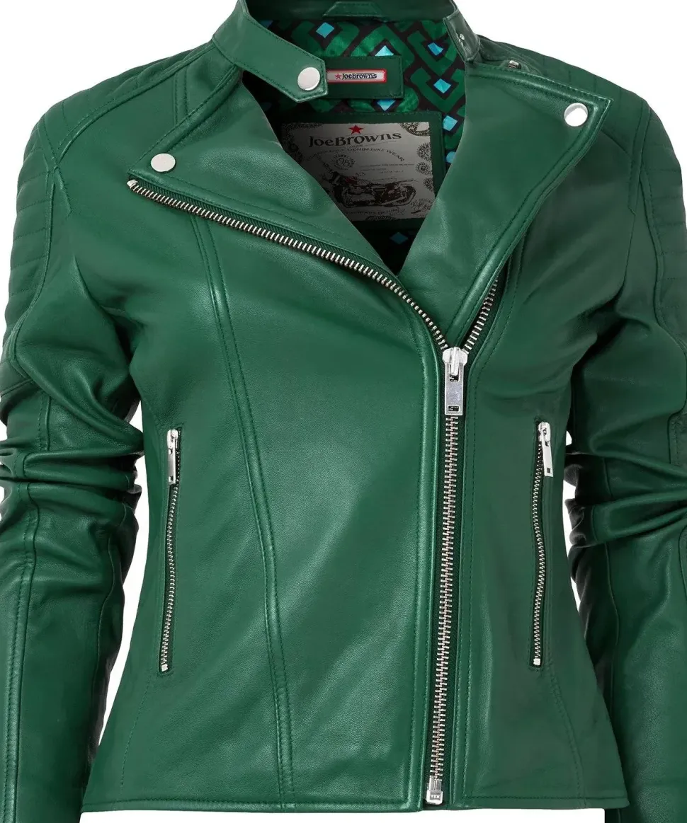 Grandad Collar Leather Biker Jacket