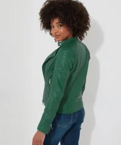 Grandad Collar Leather Biker Jacket