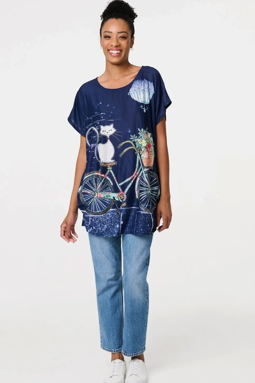 Graphic Print Relaxed Short Sleeve Tunic