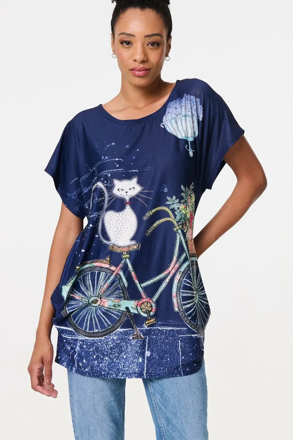Graphic Print Relaxed Short Sleeve Tunic