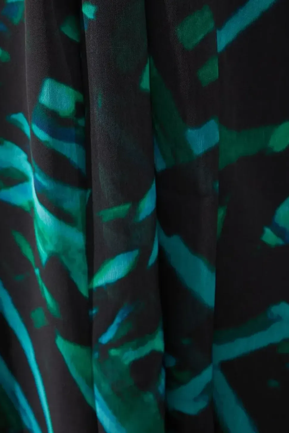 Green Abstract High Low Hem Split Sleeve Wrap Dress