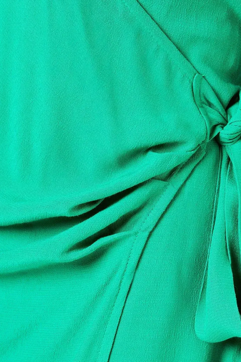 Green Belt Detail Collared Wrap Dress