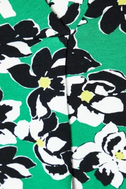 Green Floral Jersey Sleeveless Frill Top