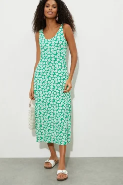 Green Floral Midi Dress