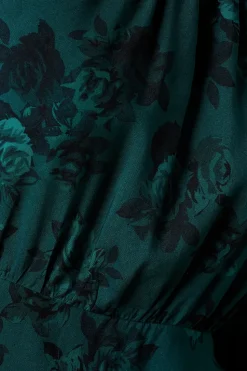 Green Floral Wrap Skirt Long Sleeve Mini Dress