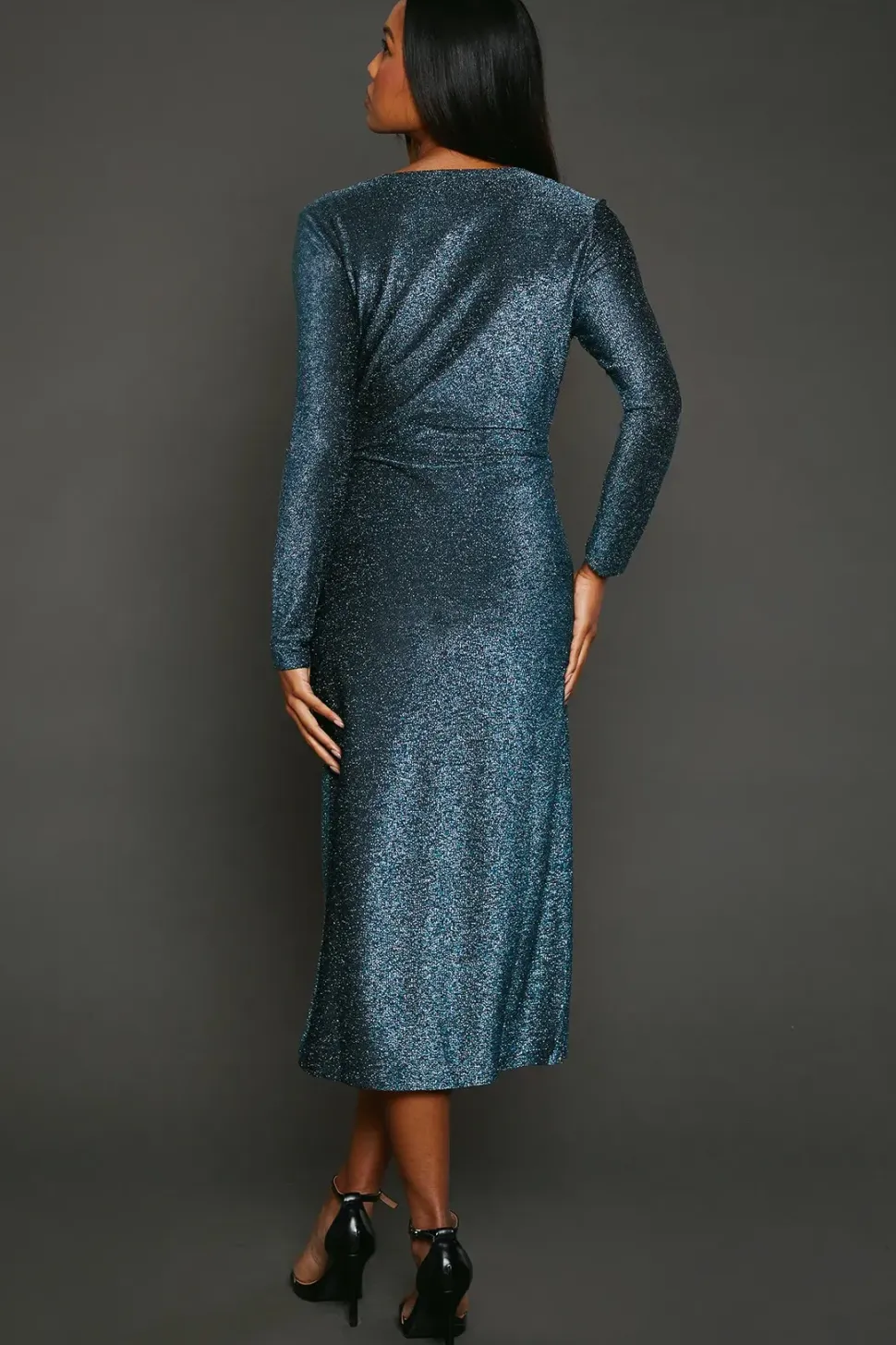 Green Glitter Detail Jersey Wrap Dress