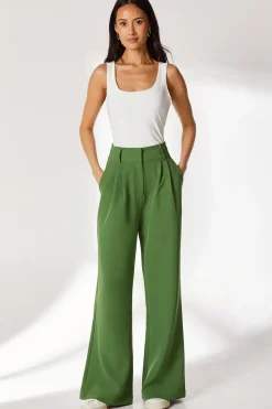 Green High Waisted Wide Leg Trouser