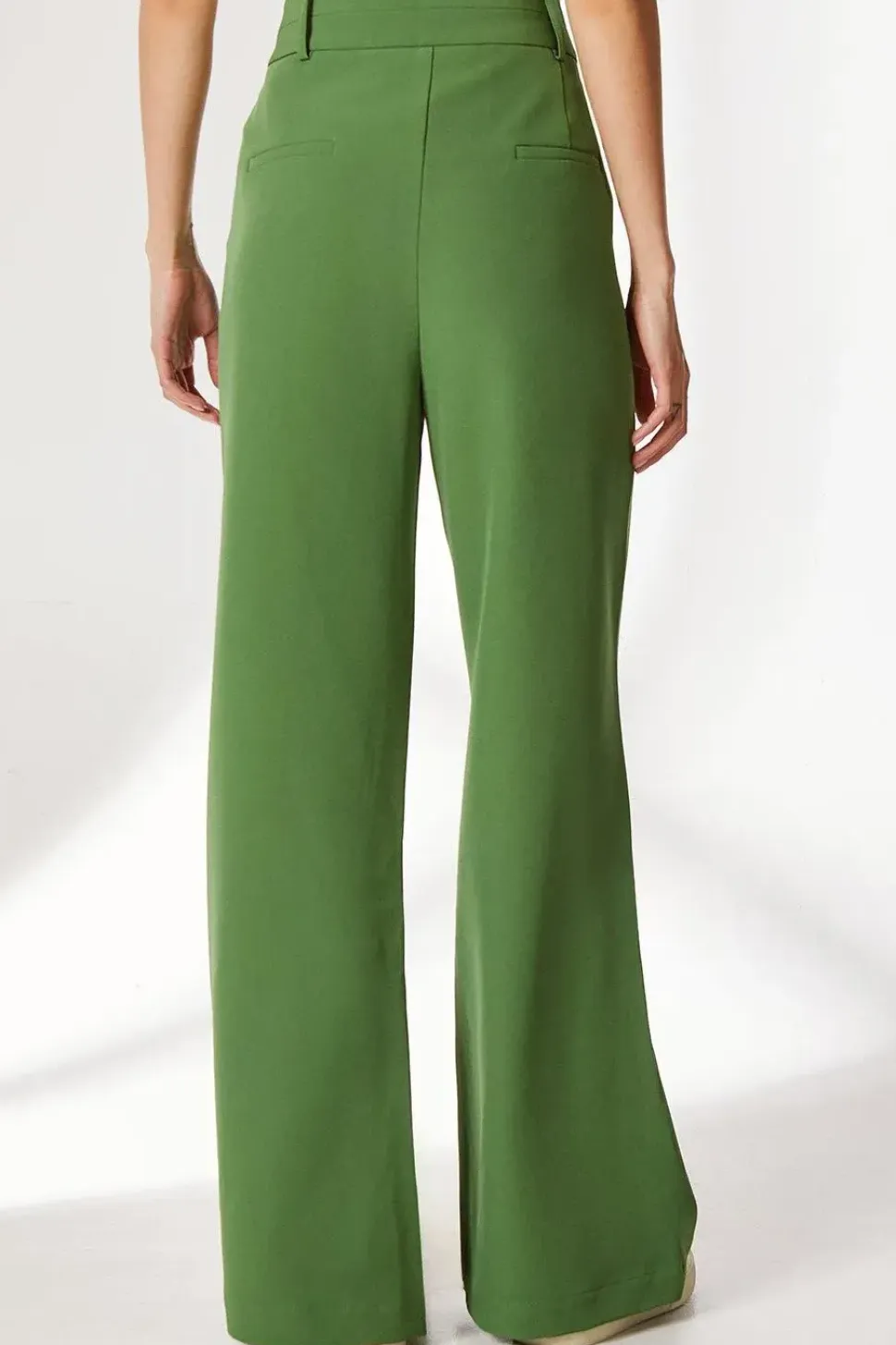 Green High Waisted Wide Leg Trouser