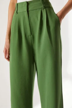 Green High Waisted Wide Leg Trouser