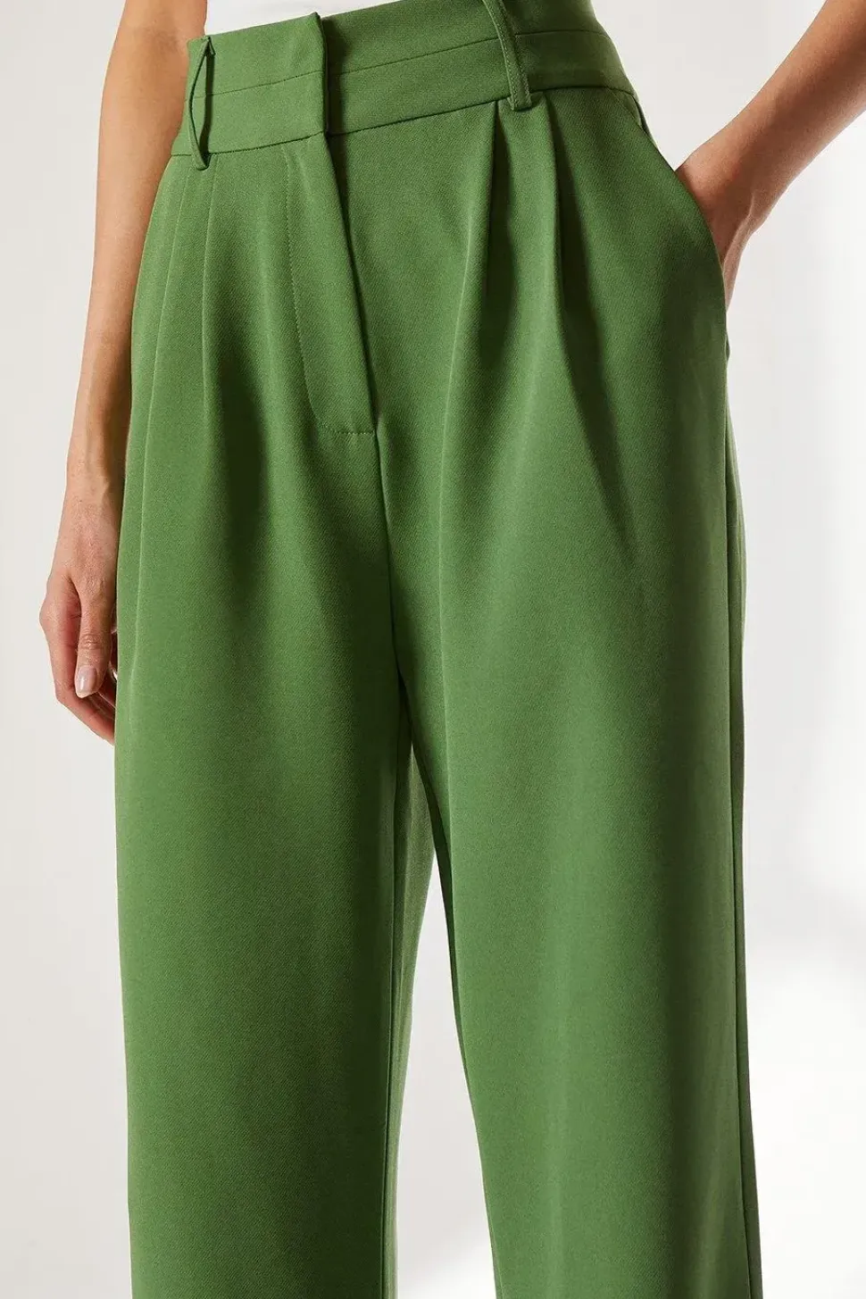 Green High Waisted Wide Leg Trouser