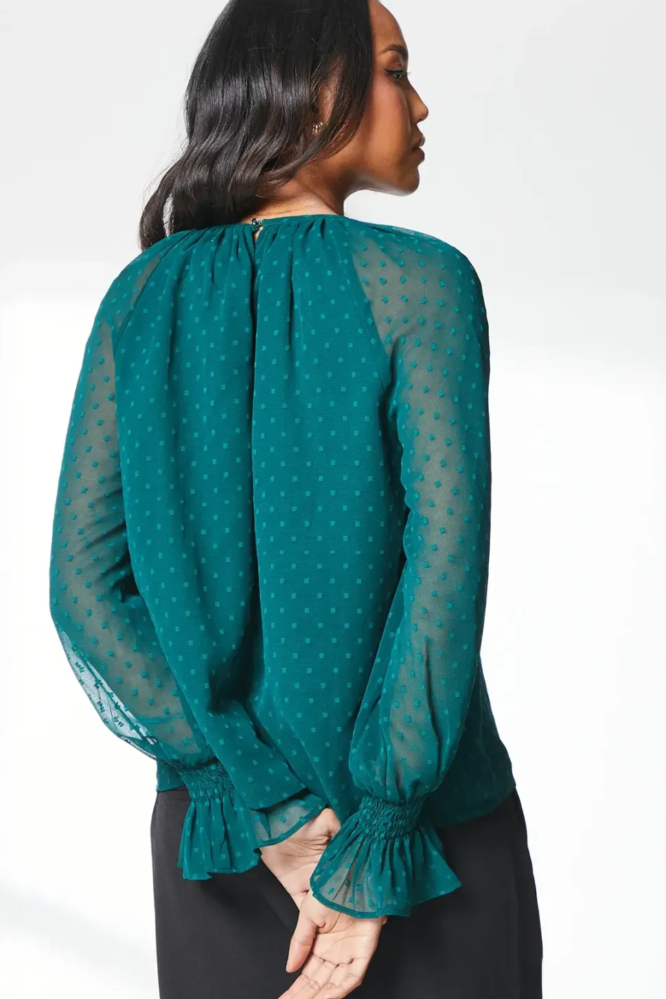 Green Keyhole Detail Dobby Top