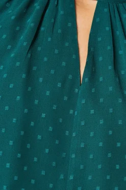 Green Keyhole Detail Dobby Top