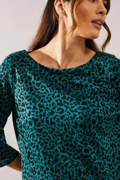 Green Leopard Jacquard Ponte Shift Dress
