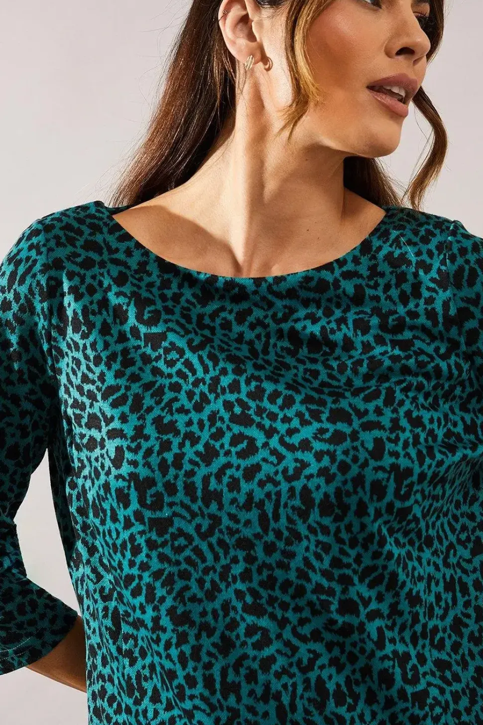 Green Leopard Jacquard Ponte Shift Dress