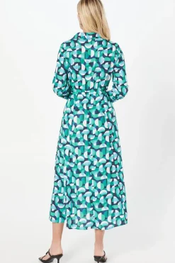 Green Petite Geo Printed Shirt Dress