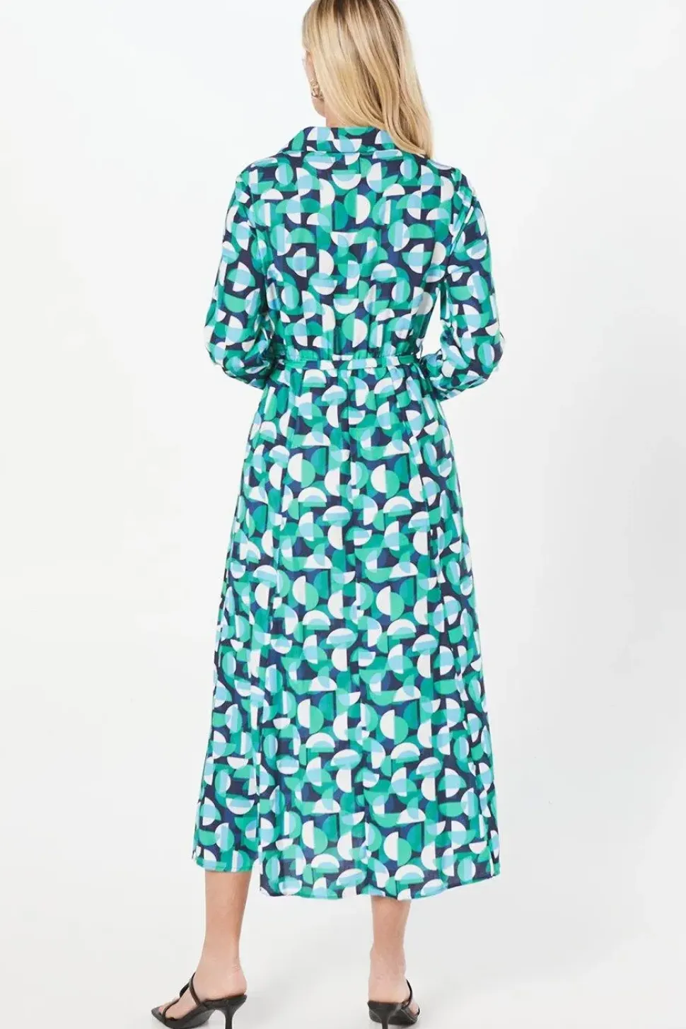 Green Petite Geo Printed Shirt Dress