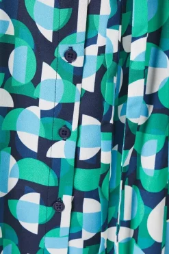 Green Petite Geo Printed Shirt Dress