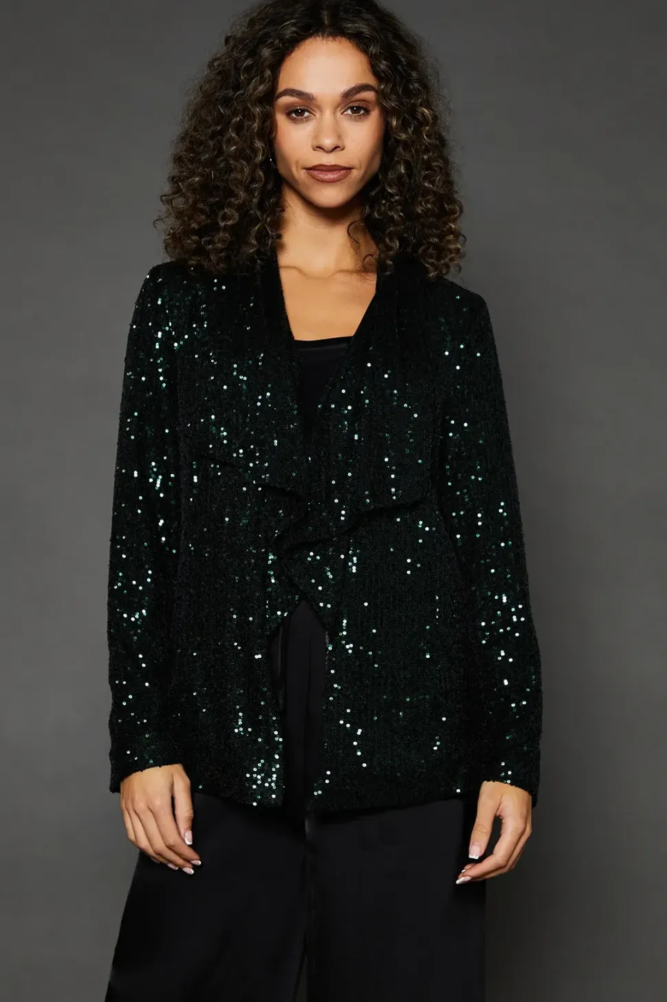 Green Sequin Waterfall Jacket